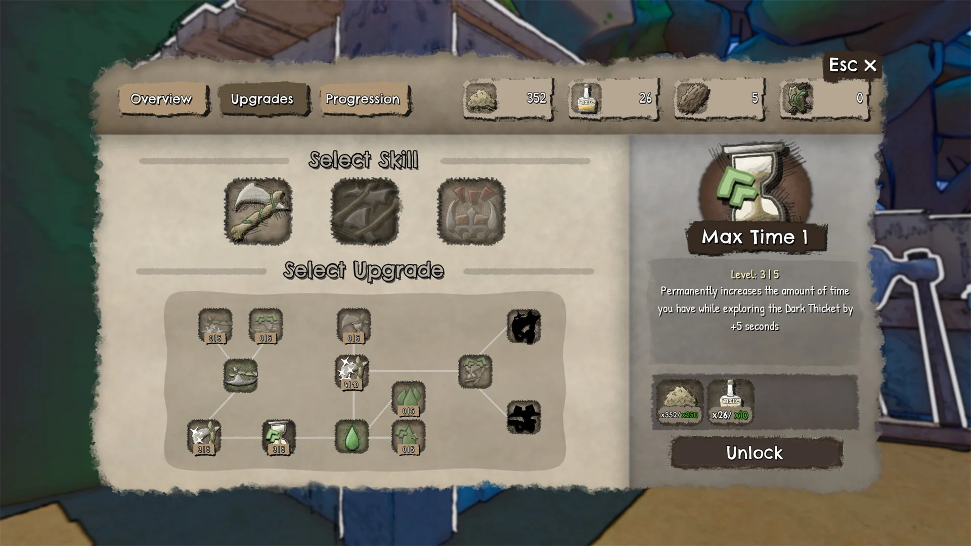 Official Nightwater screenshot of Dark Thicket minigame progression